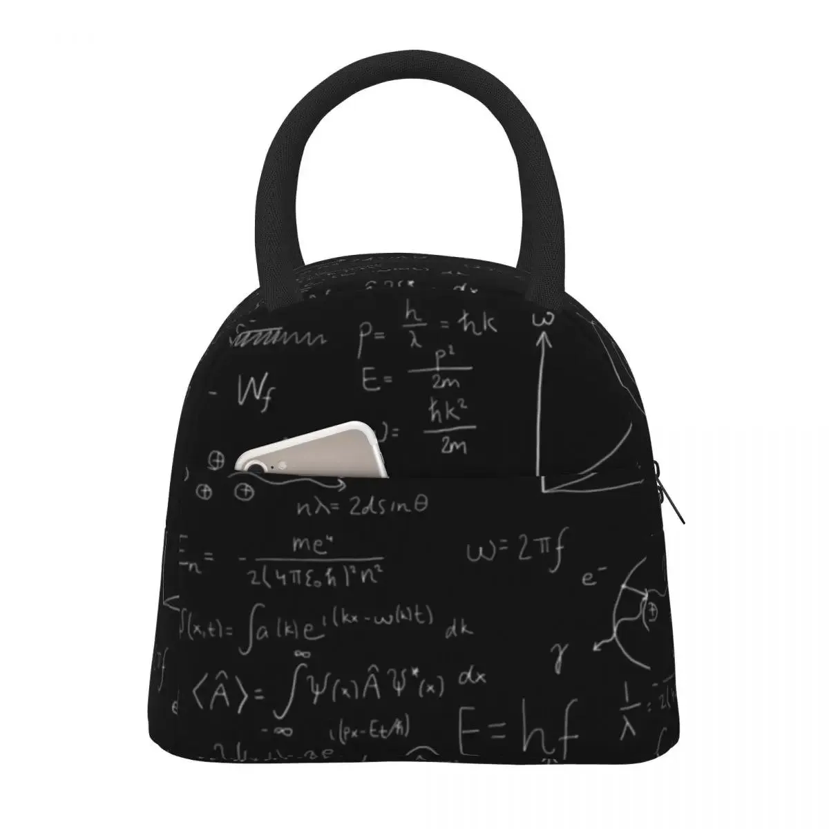 Çantalar komik matematik öğle yemeği çanta kadın kuantum fiziği açık piknik öğle yemeği kutusu retro baskı termal öğle çantaları oxford uygun serin çanta