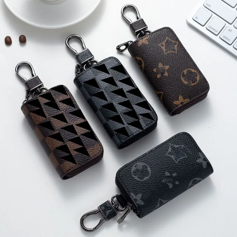 Luxurys Coin Purse Car Keychains Metal Buckle Letter Printing Fashion Pu Leather Pendant Cars Keyring Chain Brown Flower Mini Bag Trinket Gift For Men Women Lanyards