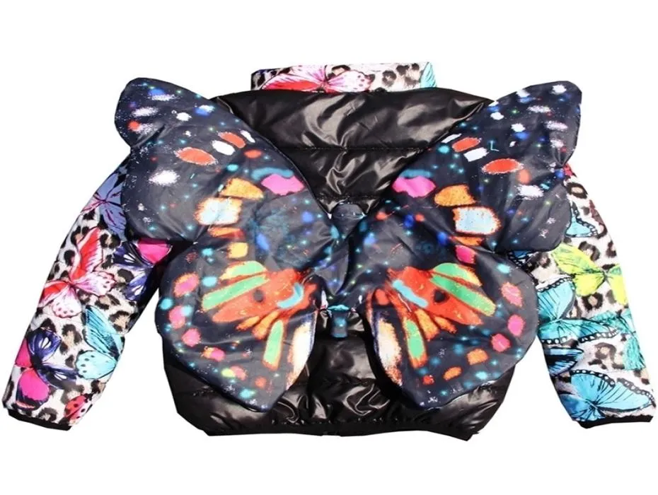 Girls Children Jacket Print Kids warm Jackets Winter Baby Clothing Outerwear nice 3D butterfly coat LJ2011286223167