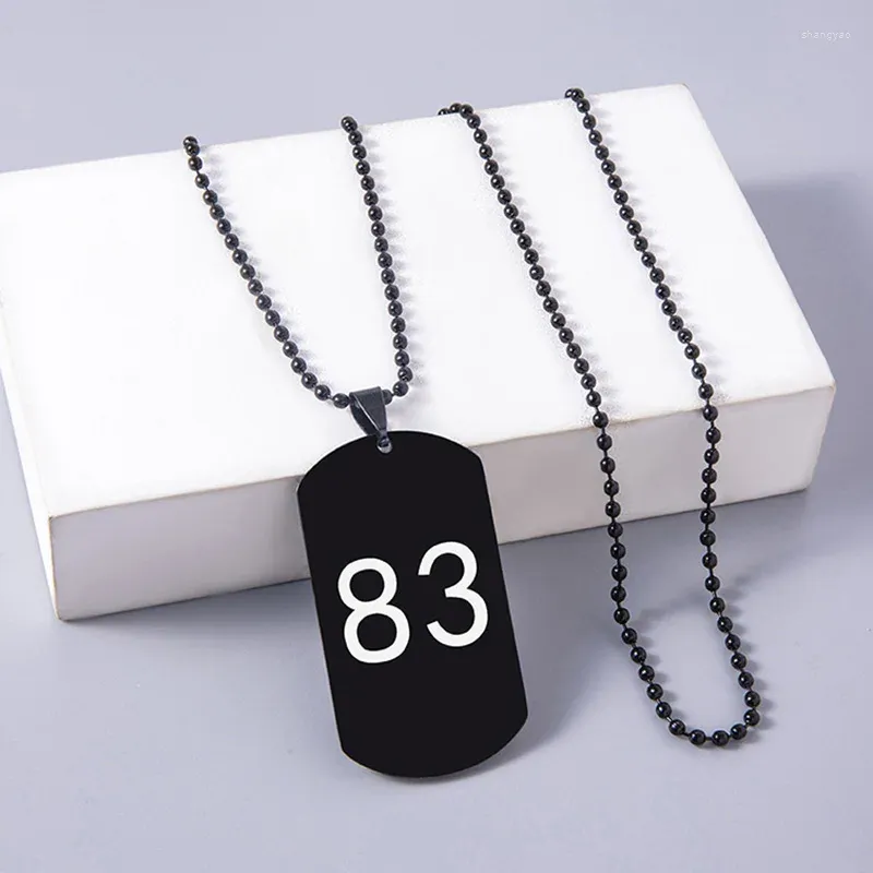 Collane a pendente numero di moda 83 cagnolino in acciaio inossidabile e tag cagnolini da donna per perle di metallo nero gioielli