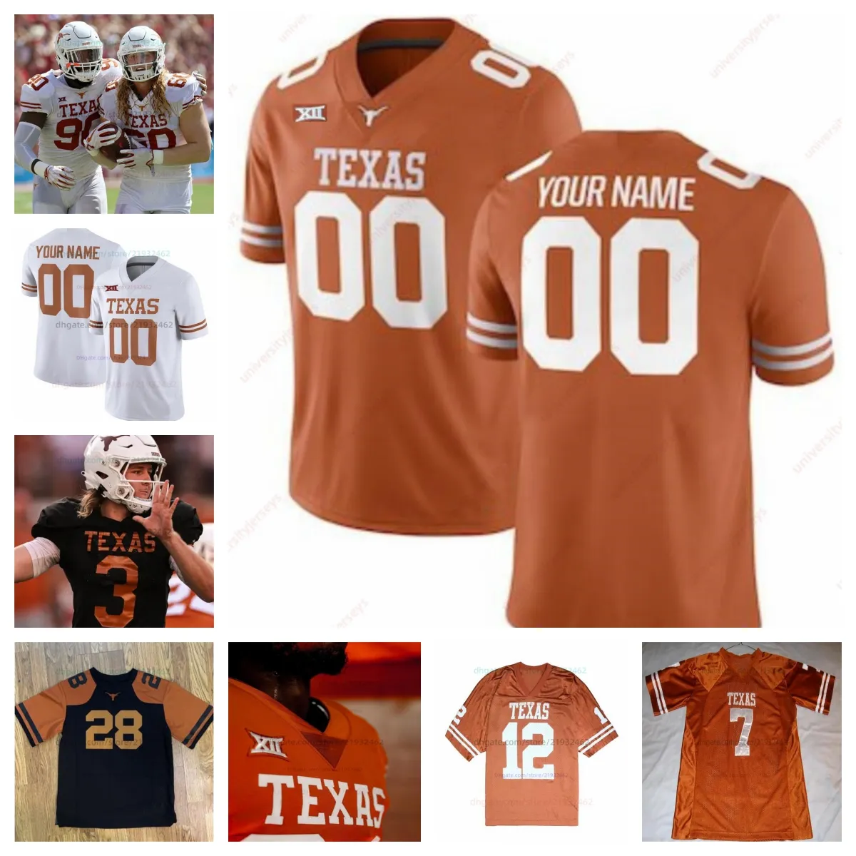 Arch Manning Texas Longhorns Football Jersey Jalen Catalon Casey Cain Jelani McDonald Warren Roberson Mens Women Youth