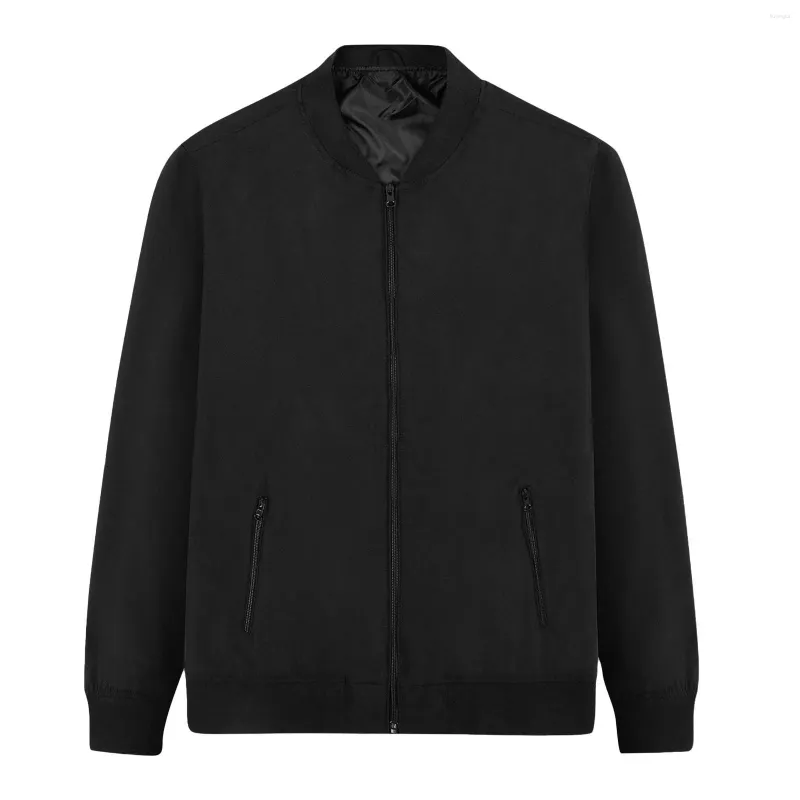 Mäns jackor Spring Solid Color Round Neck Zipper Casual Jacket Vind och regn Flanell Isolerade män Tjock fleece tröja