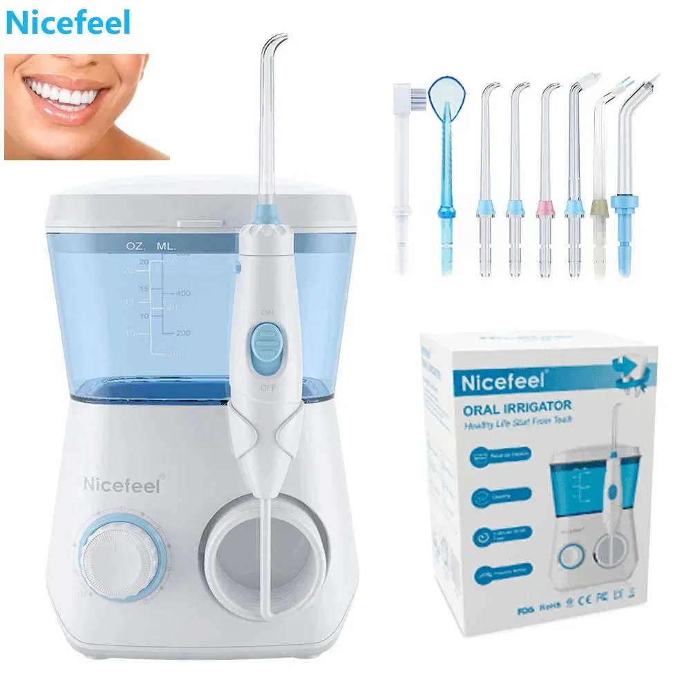 Zahnbürste Nizza Feel Oral Irrigator Wasser Flosser Zahnstrahlzähne Reiniger mit 600 ml Wassertank 7 Spitzen und 1 Zahnbürste für die Zahnpflege