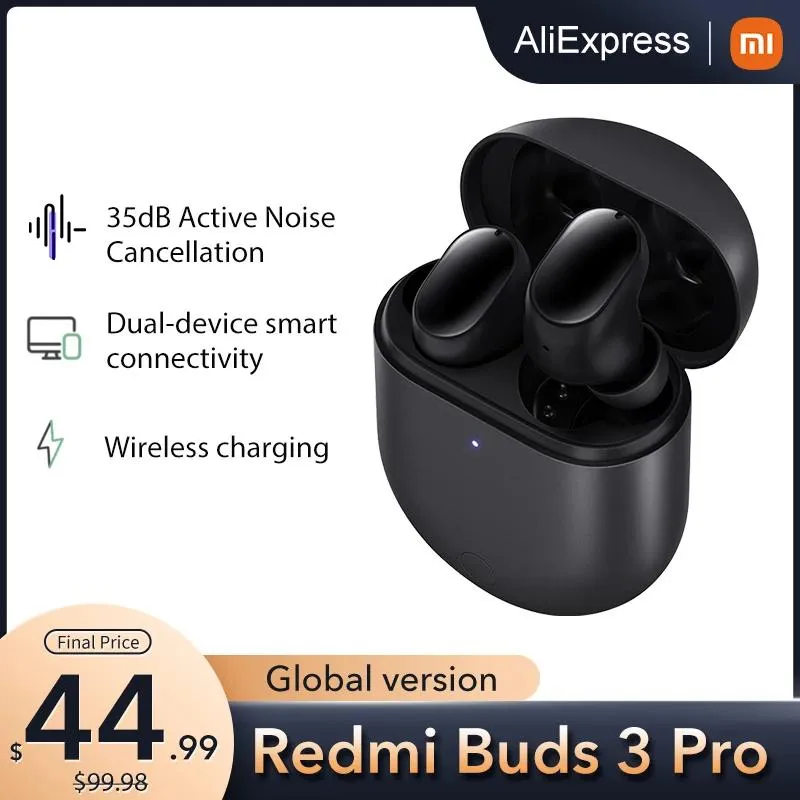 ABERPHONI Versione globale Global Xiaomi Redmi Buds 3 Pro TWS Bluetooth Aarbeli Wireless Cuffie wireless 35db anc dualdevice Redmi Airdots 3 Pro