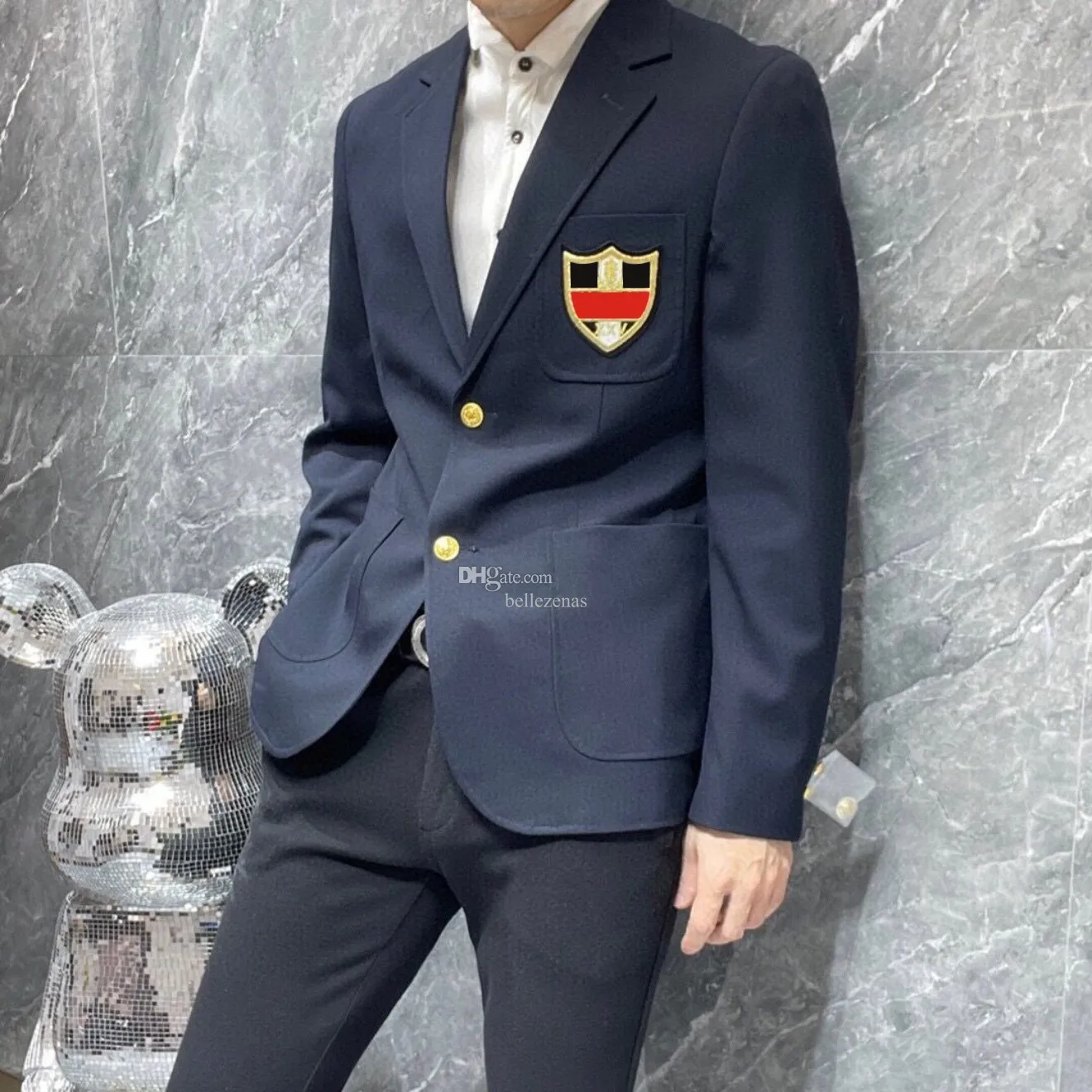 Designer Men Blazer jacket Coat Business Casual Slim Fit Formal Suit Blazers Men Suits Embroidery badge top pant