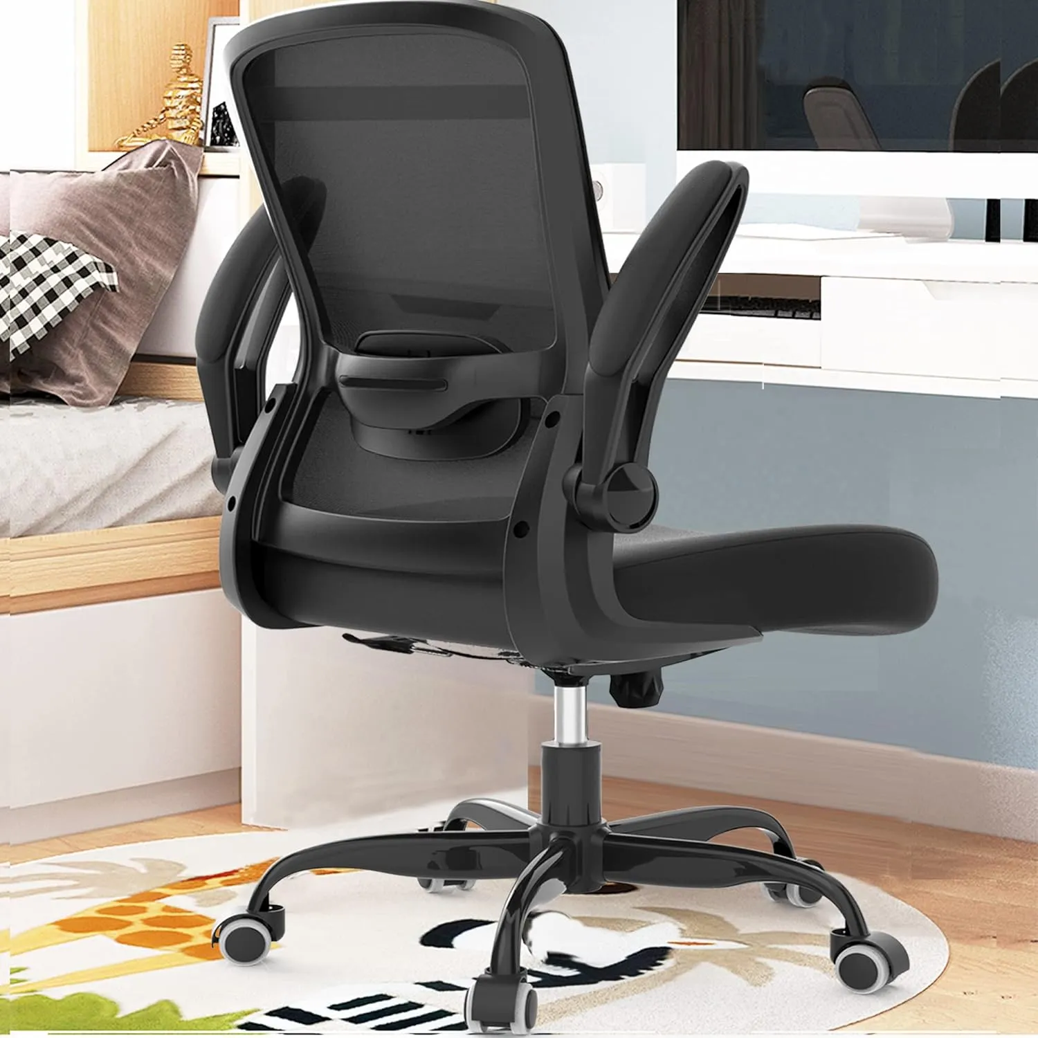 Office Chair, Ergonomic Desk Chair with Adjustable Lumbar Support, High Back Mesh Computer Chair with Flip-up Armrests-BIFMA Passed Task Chairs