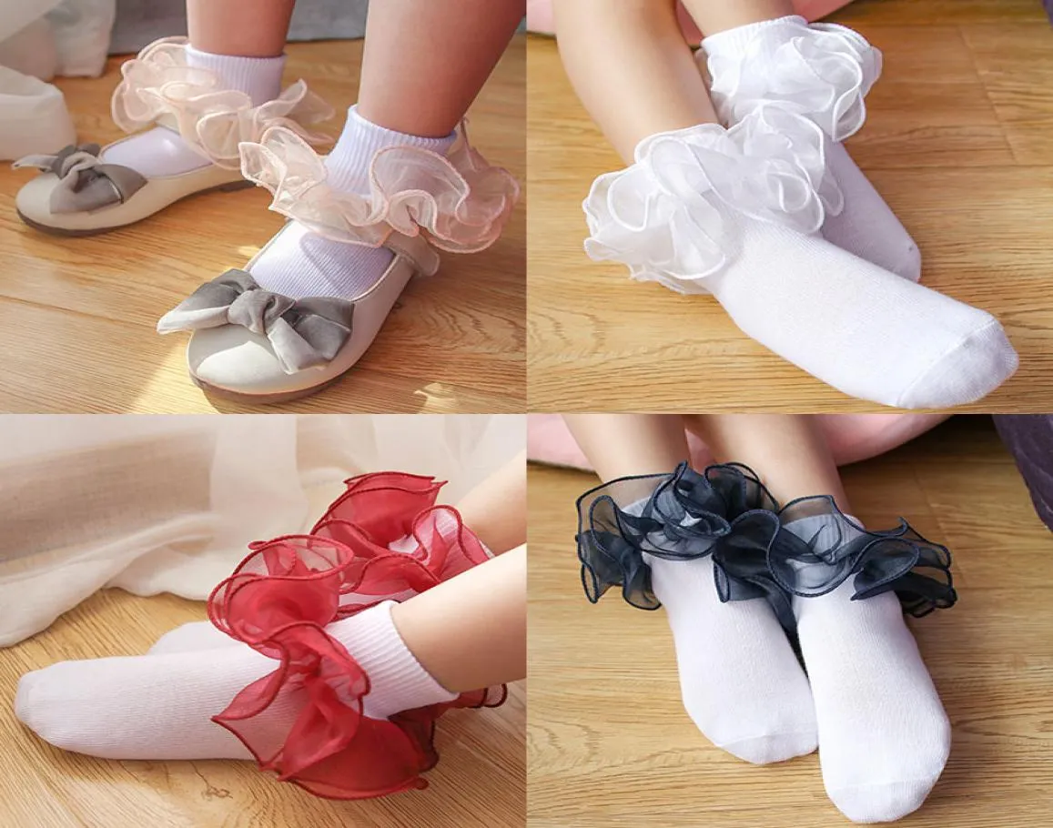 8 cores crianças meias bebê garotas renda de algodão tridimensional meias de babados de babados infantil meias infantis roupas presentes de natal m31146746