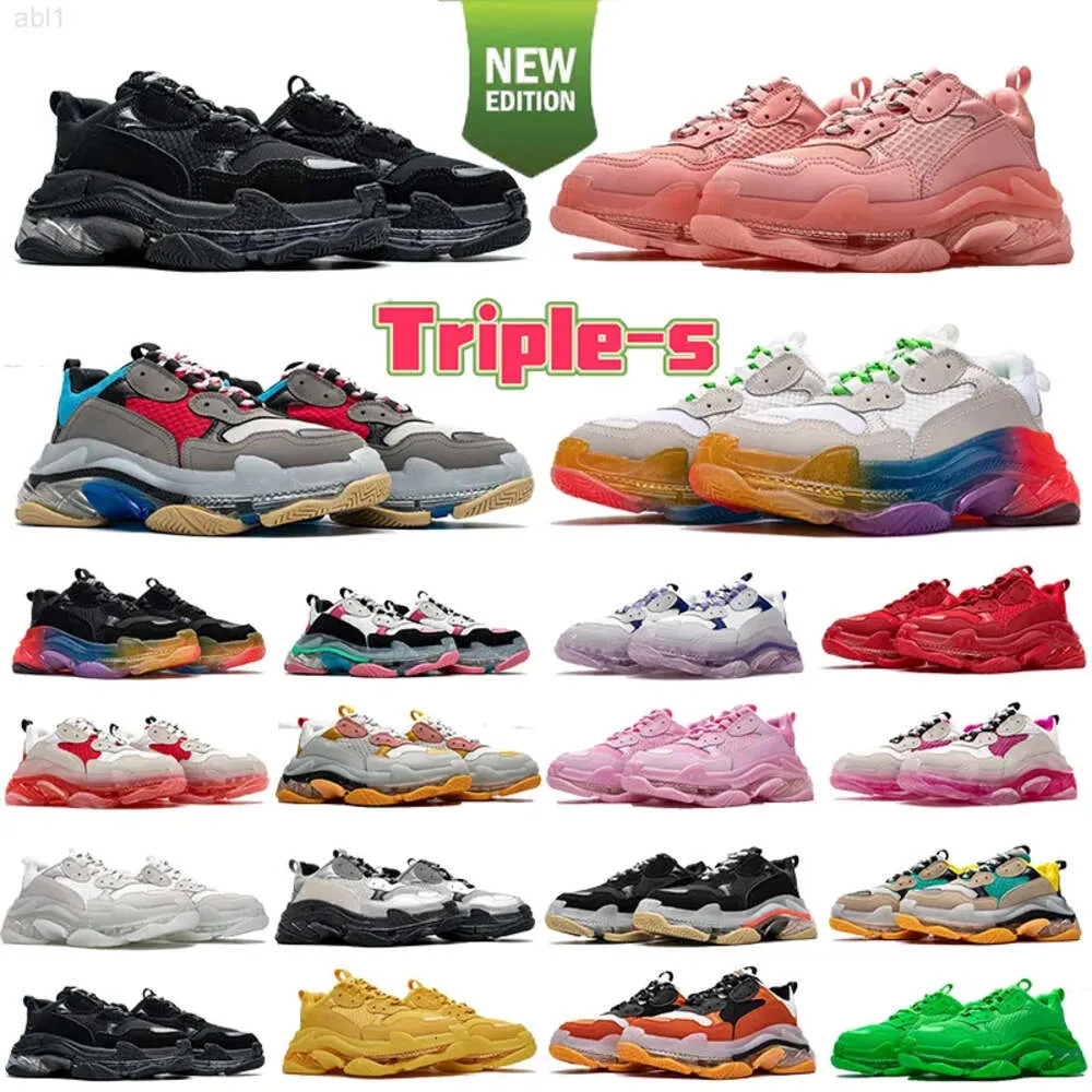 10A Designer Casual Shoes 17FW Luxury Triple s Mens Womens Sneakers Black White Fluo Red Beige Green Yellow Rainbow Sole Outdoor Shoe Trainers Fashion men women Sneak