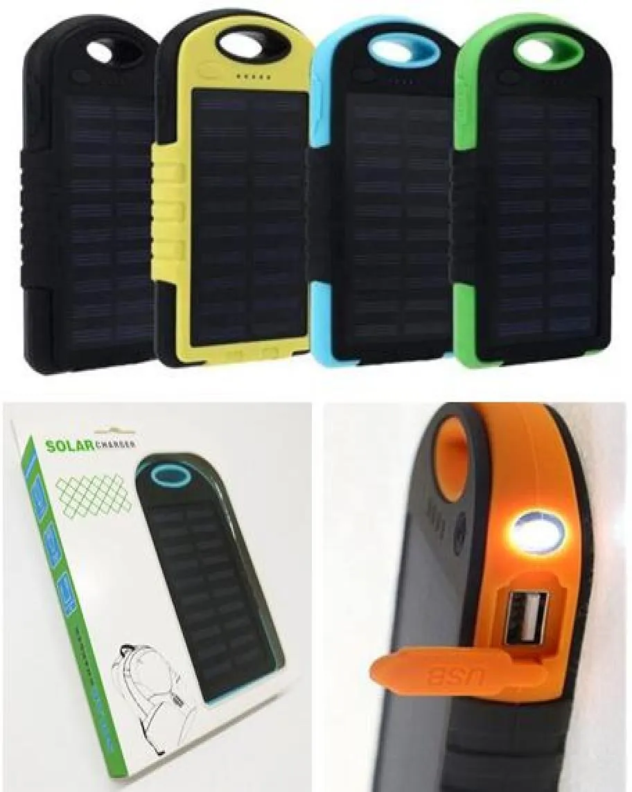 5000 mAh Solar Power Ładowarka Przenośne źródło Dual USB LED LED Bateria Bateria Solar Waterproof Waterproof Cell Cell Phone Bank dla Mobil5203890