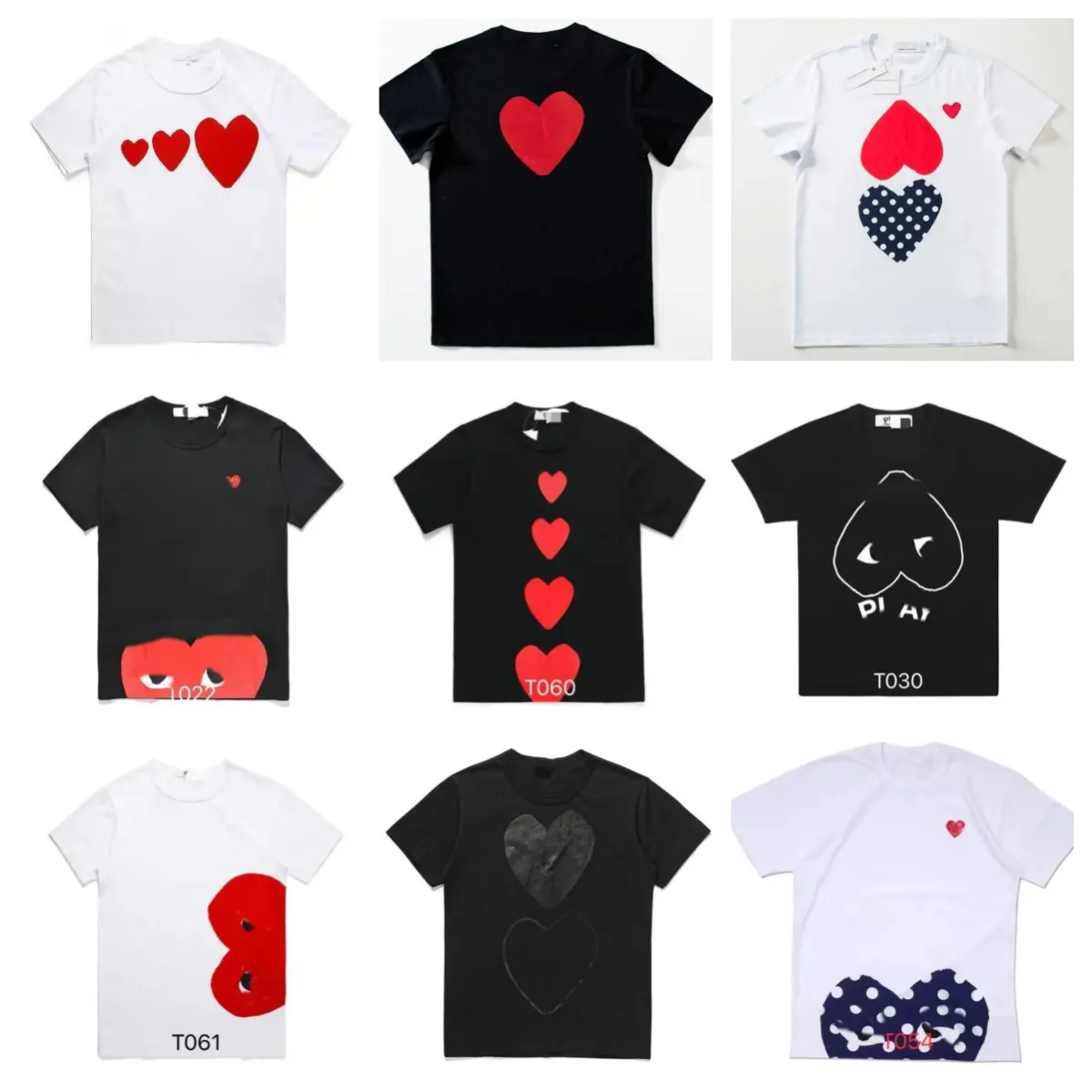 Jeu de haute qualité T-shirts Mode Hommes Play Designer Chemise Coeur Rouge Commes Casual Femmes Chemises Des Badge Garcons T-shirts de haute qualité Coton imprimé en gros