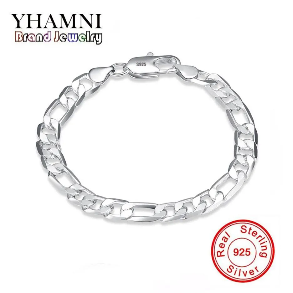 Yhamni Original Real Solid 925 Pure Silver Men Fashion Charm Bangle Luxe bruiloft sieraden Gift H2002341