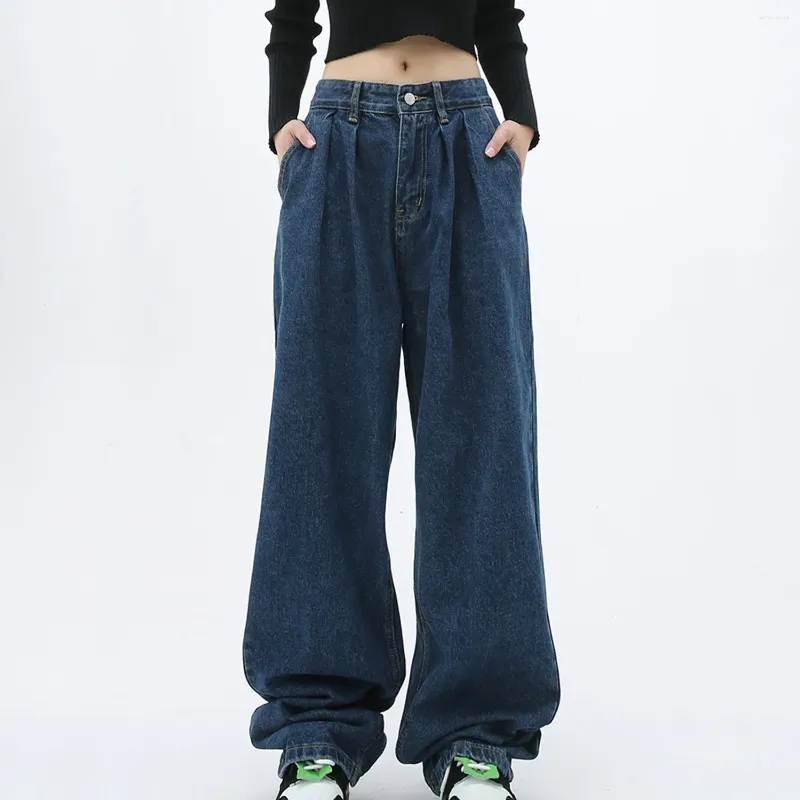 Jeans femminile casual ragazza sciolta a metà vita dimmettendo jeans women pantalone leggings con tasche pagliaccetto per