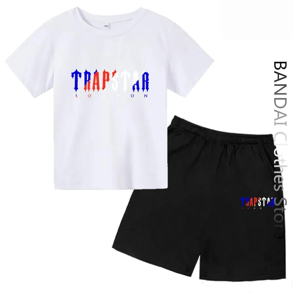 세트 의류 세트 여름 Trapstar Tshirt Kid Boys Beach Shorts 세트 스트리트웨어 트랙 슈트 남자 여자 옷 여자 스포츠웨어 230606