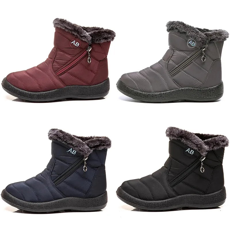 designer dames chaudes bottes de neige légères coton femmes chaussures noires rouges bleu gris gris hiver chootties