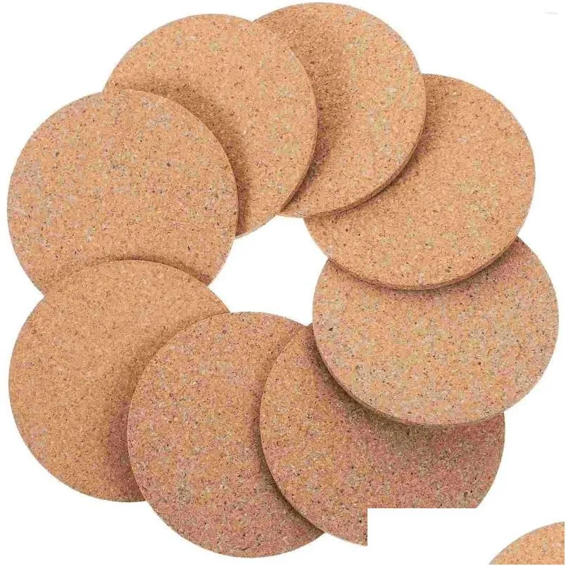 Mats Pads Table 20Pcs Cork Cup Pad Coasters Drink Reusable Round Placemats Drop Delivery Home Garden Kitchen Dining Bar Decoration Acc Dhzik