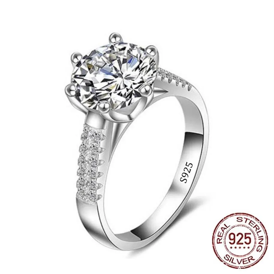 Echte hochwertige Krone Large 2 CT-Simulation Moissanite Ring Frau Hochzeit Schmuck Geschenk J-039217Q