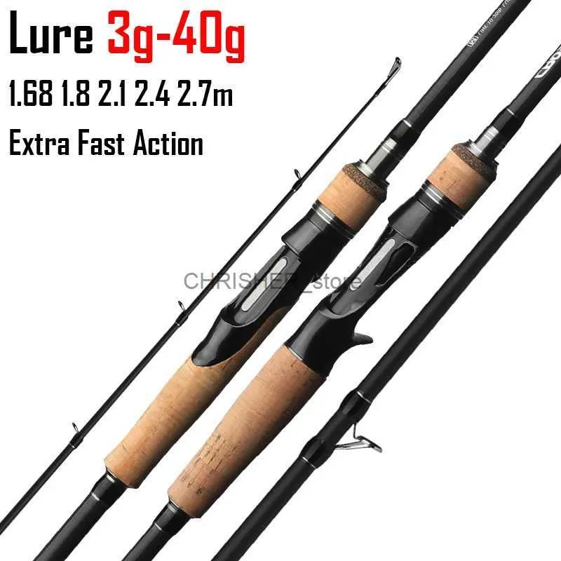 Boat Fishing Rods High Density Carbon Fiber Lure Carp Trout Fly Fishing Rod 3 Sections Spinning Casting Rod Medium Hardness Ultra Fast ActionL231223