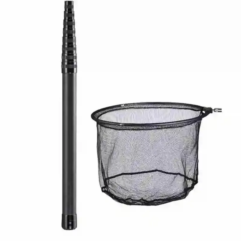 Tillbehör av högkvalitativt kolfiske Net Fish Landing Hand Net Foldbar Collapsible Telescopic Pole Handle Fishing Tackle