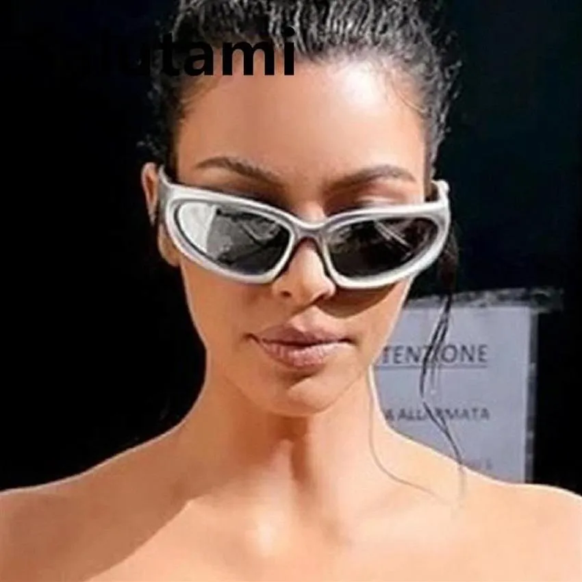 Óculos de sol Ins steampunk for Women Silver Mirror Oval Sun Glasses Men Men vintage Hip Hop Punk Eyewear Shades216s