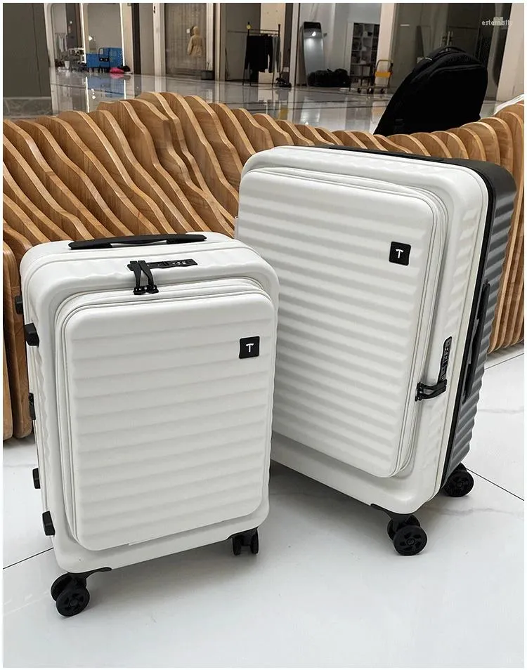 Suitcases N6878 Business Boarding Luggage Female Front Flip Cover Sandwich Travel Box Male 24 Silent Universal Wheel PC Password