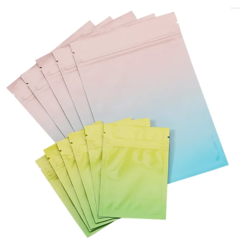 Jewelry Pouches 50pcs Gradient Zip Bags Opaque Plastic Packaging Foil For DIY Wrapping Cookie Food Storage Bag Zipper