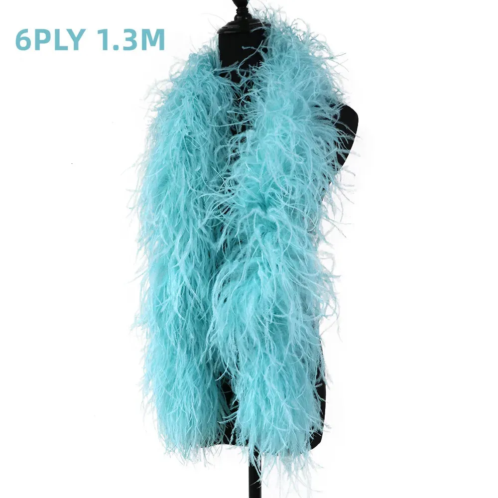 6ply Fluffy Dyed Ostrich Feathers Boa Ribbon 1 1.3 2 3Meter Wedding Party Clothing Dress Shawl Decoration Sewing Crafts Plume 231222