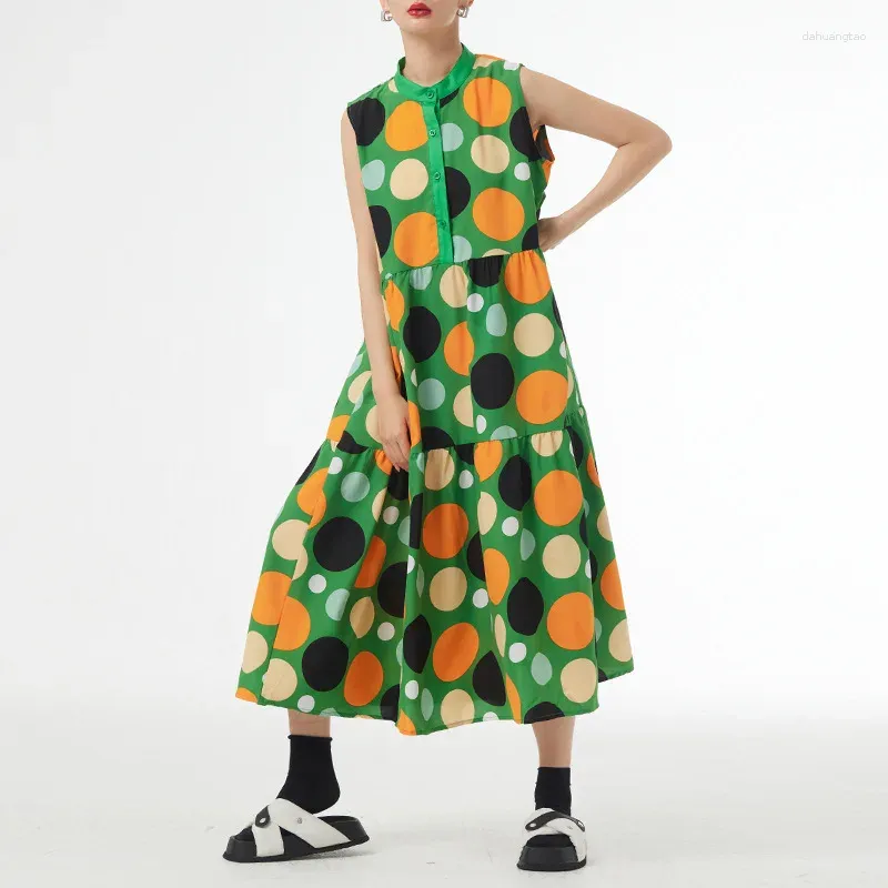 Casual jurken polka dot mouwloze vest rok voor vrouwen 2023 zomer streetwear chic losse Koreaanse stijl harajuku lange dame 85500