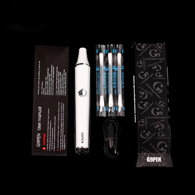 Te koop G9 Pen Wax Vaporizer Pen Keramische spoelkamer Dab Rig Rig Oil Kit met DAB Tool USB Charger Packaging Dox