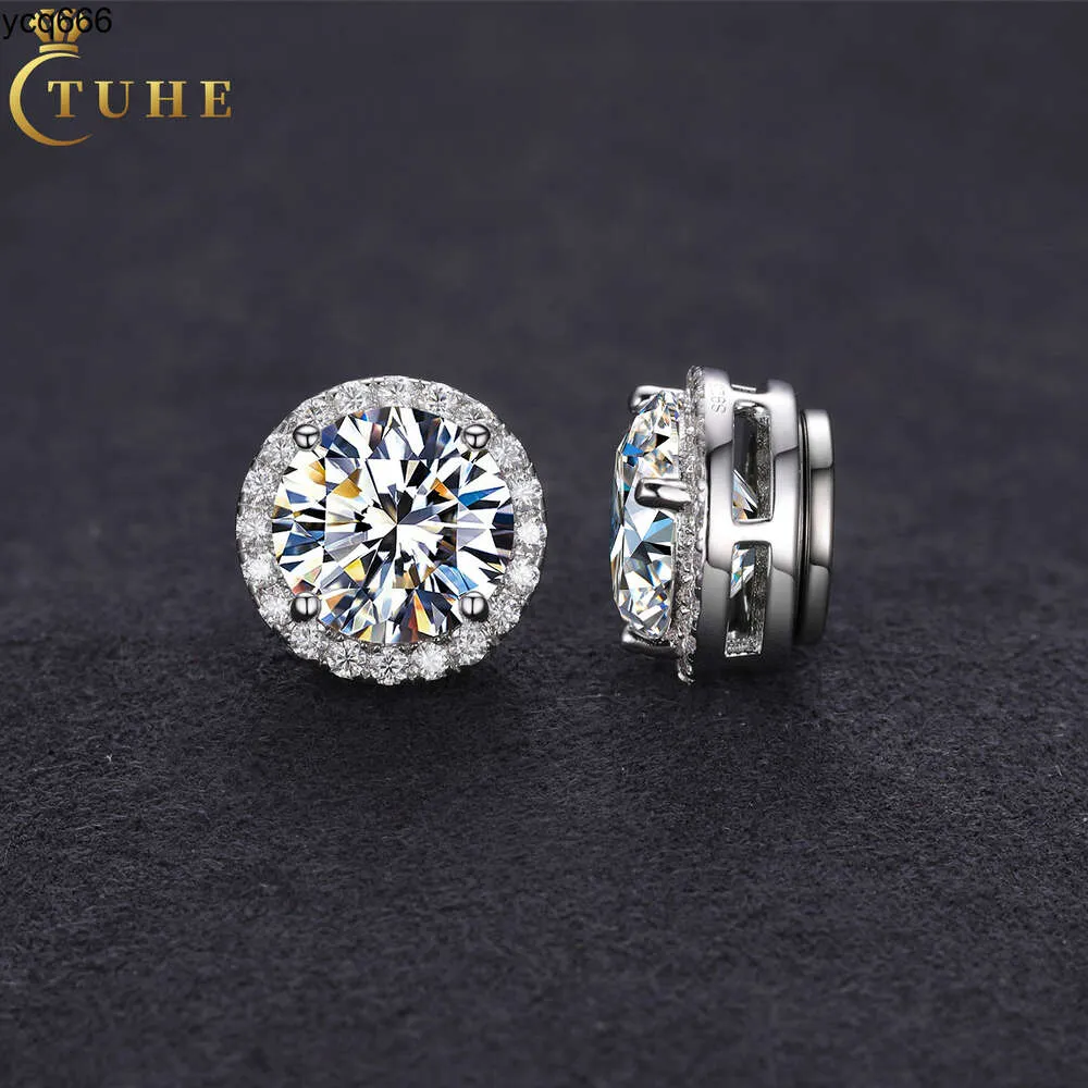 Mens Moissanite Earrings: 925 Sterling Silver, VVS Diamond