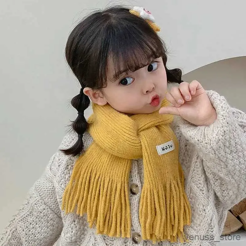 Bufandas envolturas niña niña de rayas de invierno espesas bufanda tibia niño sólido libra larga pastelería pashmina shl niños acrílico cuello mujer bufandas