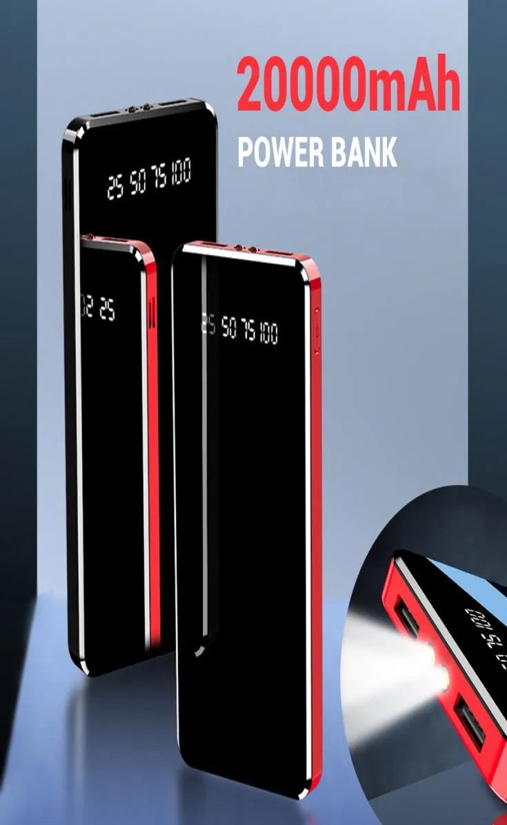 Power Bank 20000 мАч двойной USB -светодиодный дисплей Flash Light 10000mah PowerBank Portable Oversable Acterment Charger Poverbank8430012