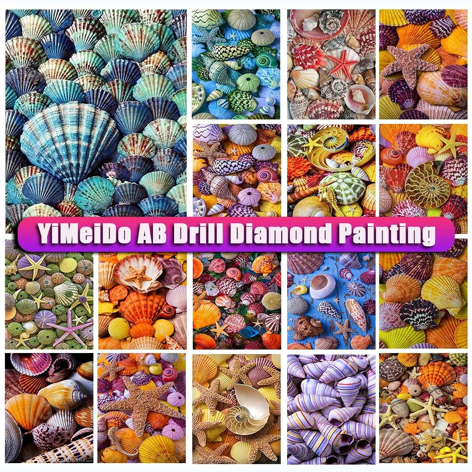 Sacca con cerniera Yimeido AB Diamond Painting Shell Diamante ricamo a diamante Paesaggio Croce Kit Mosaico Kit Decorazione per la casa Anno 231222