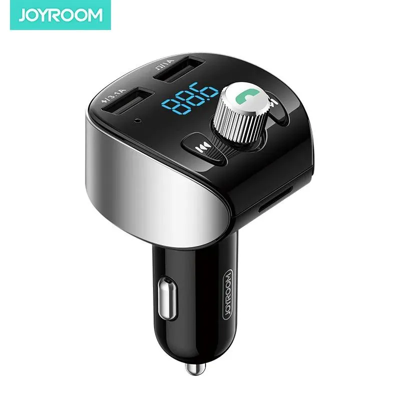 Chargers JOYROOM Bluetooth Car FM Transmitter JRCL01 Audio Adapter Receiver Wireless Handsfree Car Kit with Display Car Chager AUX TF Card