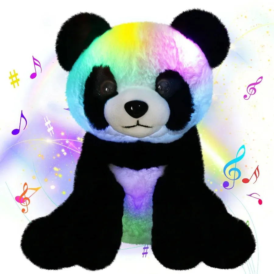 25cm Soft Cute Panda Plush Toy LED Light Musical Throw Pillows Glowing Birthday Gift Stuffed Animals for Girls Luminous Toy 231222