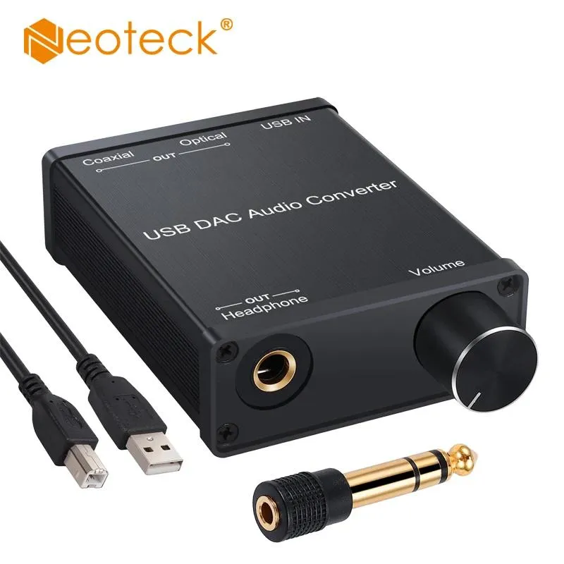 Fones de ouvido Neoteck Usb para Coaxial S/pdif Conversor Digital para Sinal Analógico com Amplificador de Fone de Ouvido Placa de Som Usb