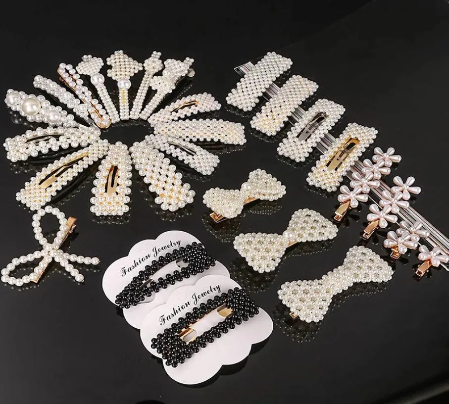 Kobiety do włosów 40 Różne style Pearl Hair Clips Eleganckie szpilki bobby bok bang klipsy barrette nakrywacza biżuterii do włosów ACC8213961