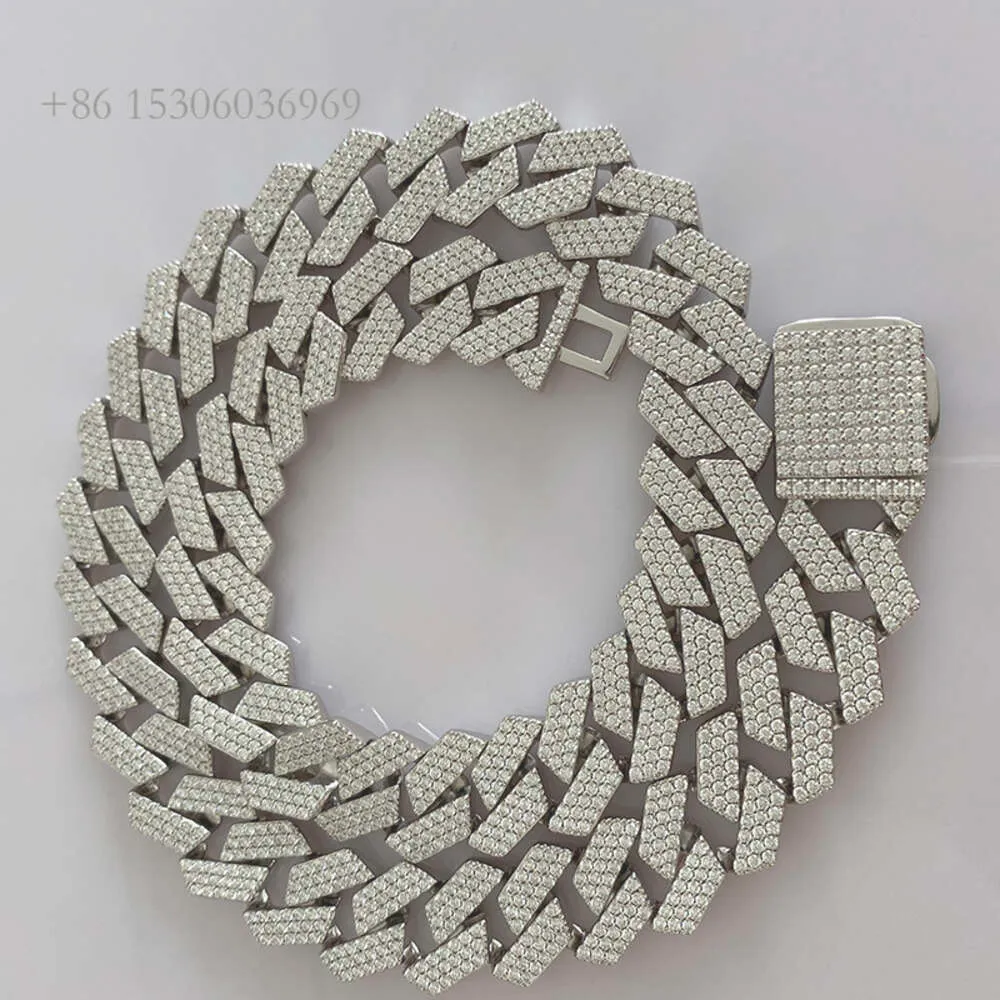 Popularny Dign Custom VVS Moissanite Diamond Białe złoto Pleatowany łańcuch łańcucha linków dla mężczyzn i Wome