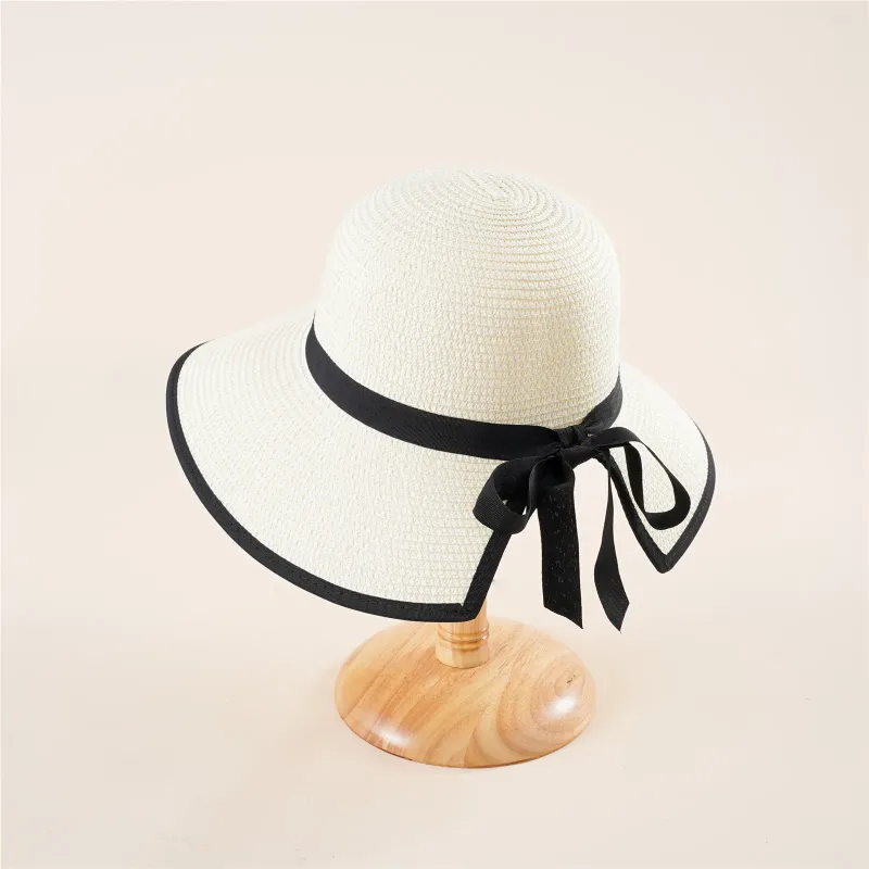 Шляпа шляпа с широкими краями шляпа Женщины, составляющие обморок модной солнце пляж, личность Big Bowknot rastense Baseball Caps 2023