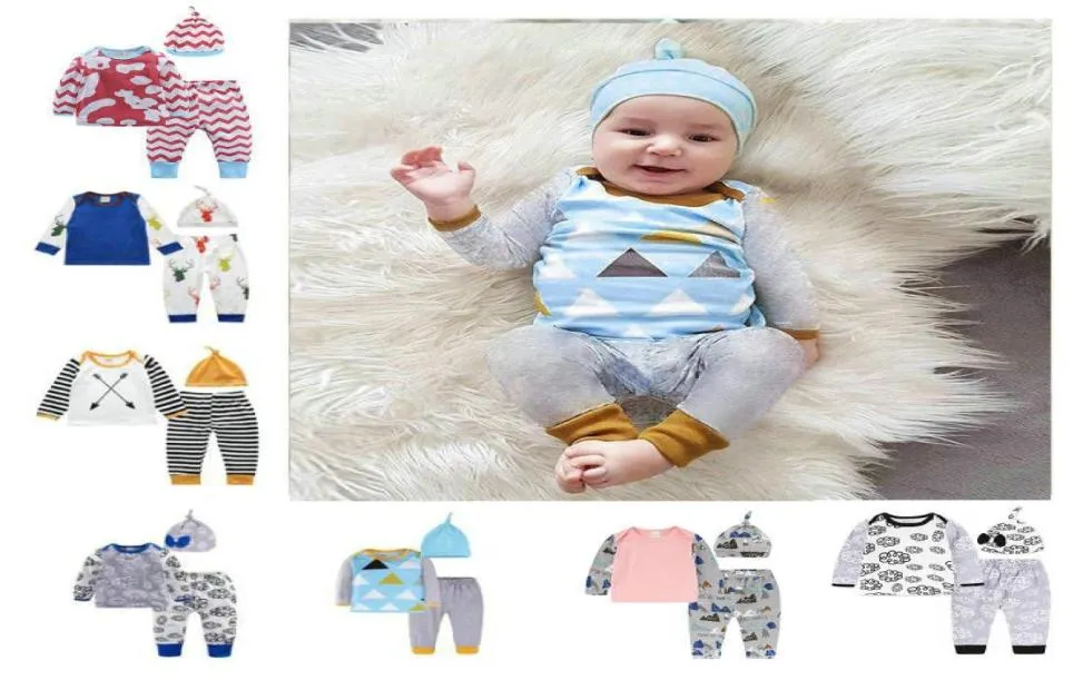 3PCSSet Baby Boy Clothing Set Autumn Spädbarn Nyfödda flickor Kläder Långärmad toppar Byxor LeggingShat Kids Outfits9475469