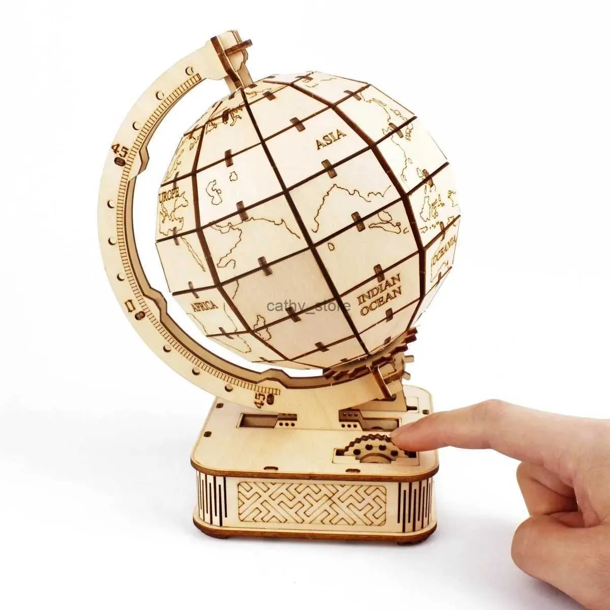 3D -pussel 3D Globe Trä pussel leksaker kit geografi montering byggsten för barn diy konstruktionsmekanism jordmodeller till buildl231223