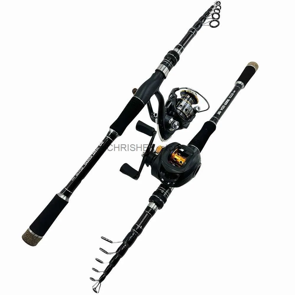 Båtfiskespöar Ghotda Casting Spinning Combo basfiskestav och Baitcasting Fish Reel Ultralight Travel Set Pesca 1,8m 2,1 m 2,4 m 2,7 m 3 ml231223