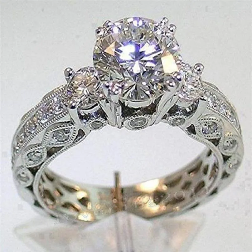 Choucong weibliche Eternität Ring 7mm 5A Zirkonstein 14KT Weißgold gefülltes Frauen Engagement Hochzeitsband Ring SZ 5-11 Geschenk2659