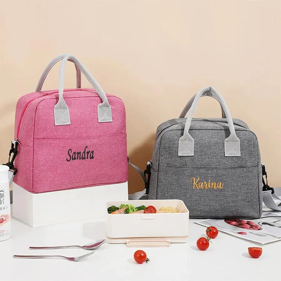 Bags Personalized Embroidery Small shoulder bag Bento bag Insulated lunch box Lightweight and waterproof High capacity The New