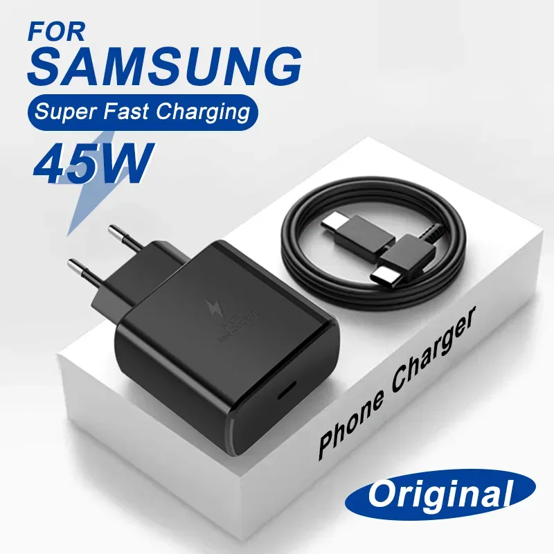 Original PD 45W Super Fast Charger Power Adapter For Samsung Galaxy S22 S21 S23 Ultra Note 20 10 Plus USB Type C Charging Cable many other models factory direct sales