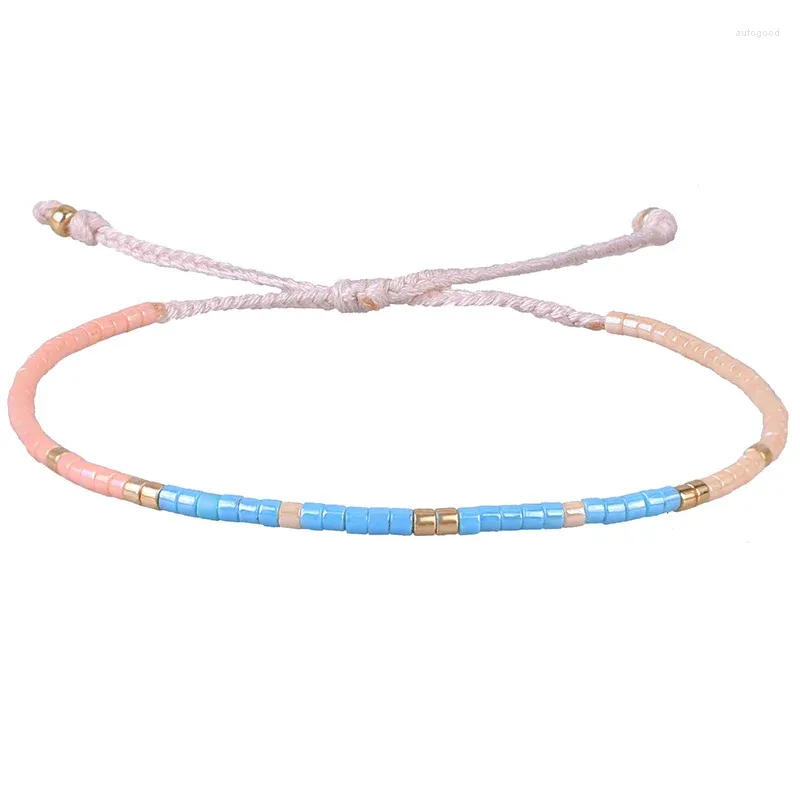 Strand Kelitch Blue Farbe Miyuki Samen Perlen Armbänder Bunte dünne Seilstapel Boho Strand handgefertigte Freundschaft