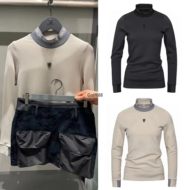 Golfkleding dames herfst en winter solide kleur Koreaanse sport buiten ondervocht warm half coltrui lange mouw top