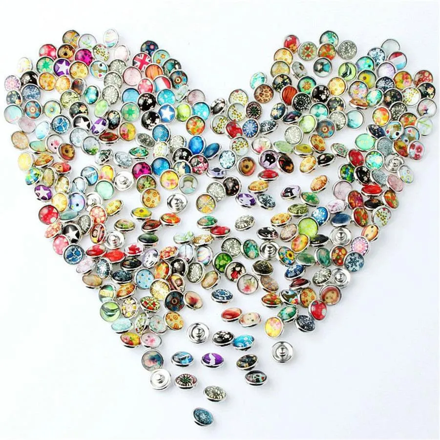 Mix Snap Button 12MM Glass Rhinestone Jewelry Charms Random 50PC258E