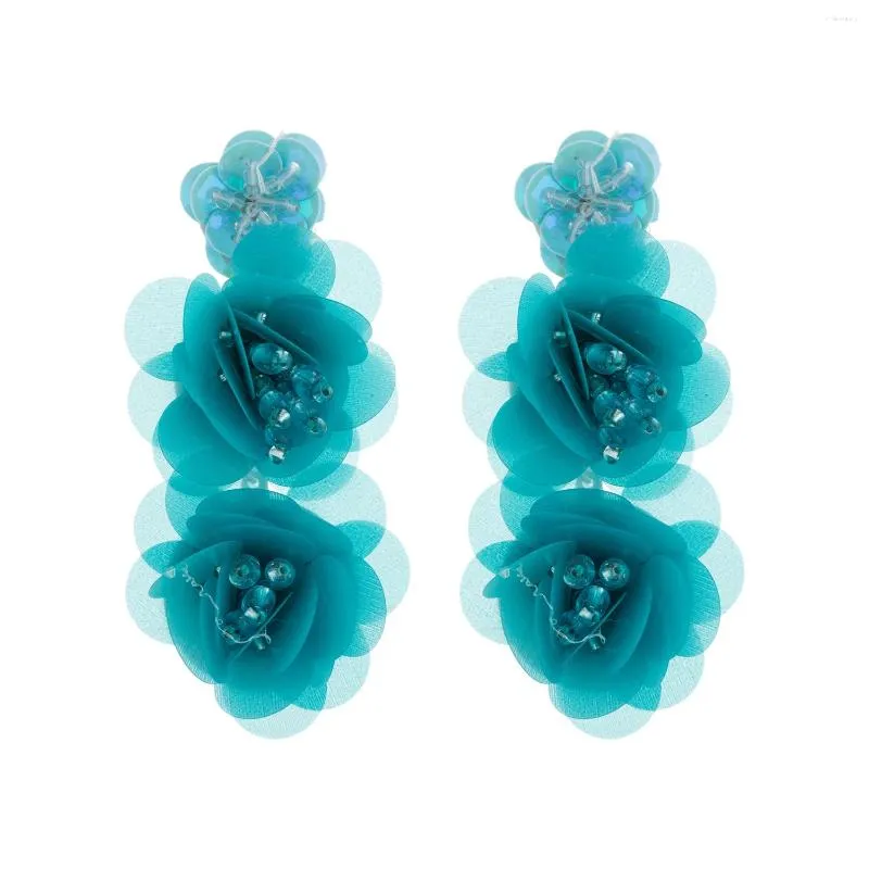 Boucles d'oreilles en peluche fleurs de tissu lume exagérées pour les bijoux de fête des femmes (ER006227)