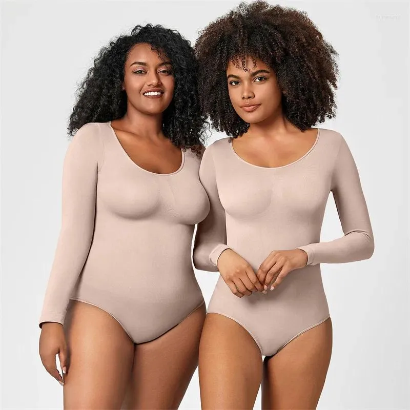 Damen -Shaper Langarm Langarm nahtlos ein Stück Korsett schlampen Bodysuit Vollbedeckung Taille Training Shapewear