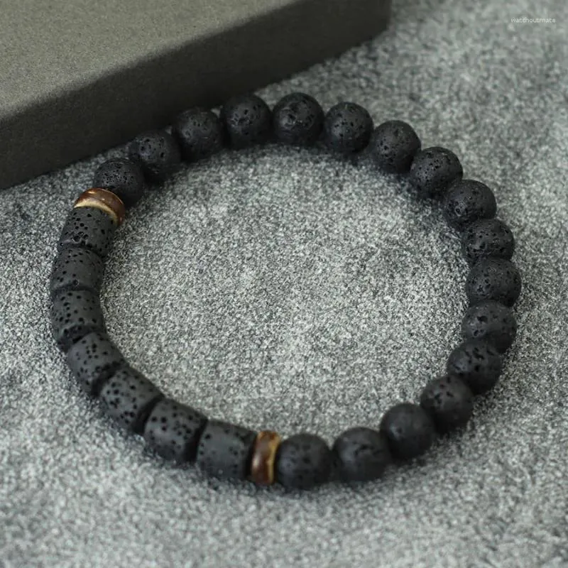 Bedelarmbanden eenvoudige stijl heren armband kralen natuurlijke vulkanische rots chakra braslet handgemaakte houten genezende braclet geschenken voor vriendje